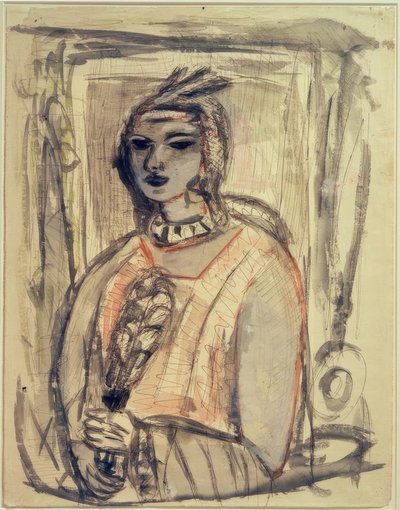 Quappi mit Kopfputz von Max Beckmann