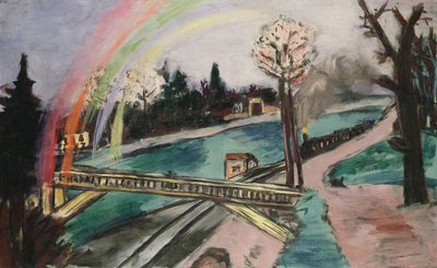 Eisenbahnbrücke und Regenbogen von Max Beckmann