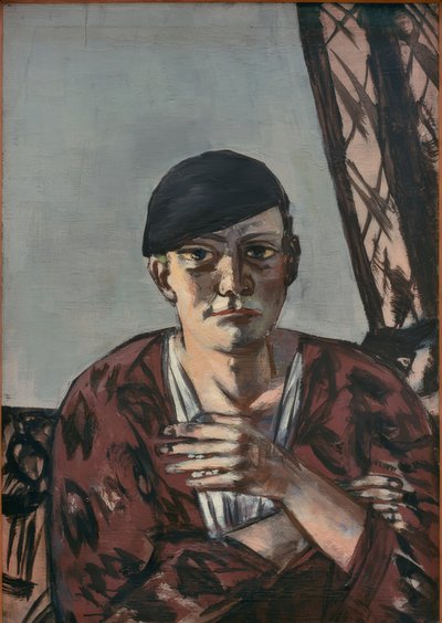 Selbstbildnis mit schwarzer Kappe von Max Beckmann