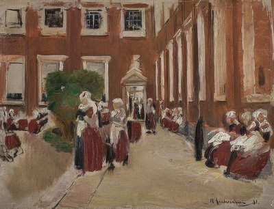 Hof des Amsterdamer Waisenhauses, 1876 von Max Liebermann