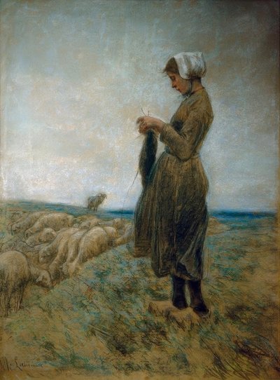 Holländisches Hirtenmädchen (Strickende Schafhirtin) von Max Liebermann