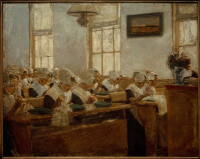 Nähschule - Arbeitssaal im Amsterdamer Waisenhaus von Max Liebermann