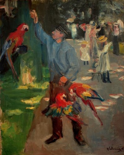 Papageienmann im Amsterdamer Zoo von Max Liebermann