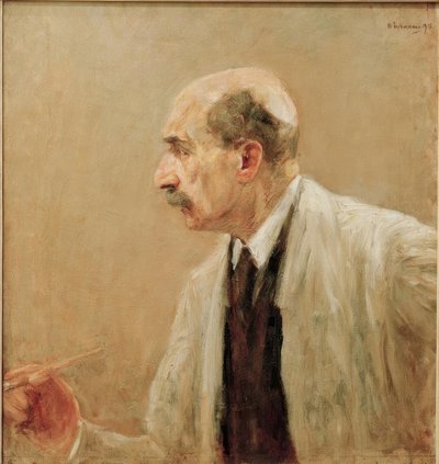 Selbstbildnis im Malkittel, im Profil nach links von Max Liebermann