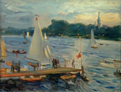 Segelboote auf der Alster am Abend von Max Slevogt