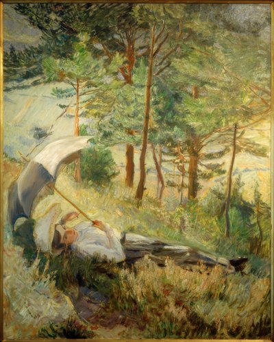 Sommermorgen (Frau mit Sonnenschirm) von Max Slevogt