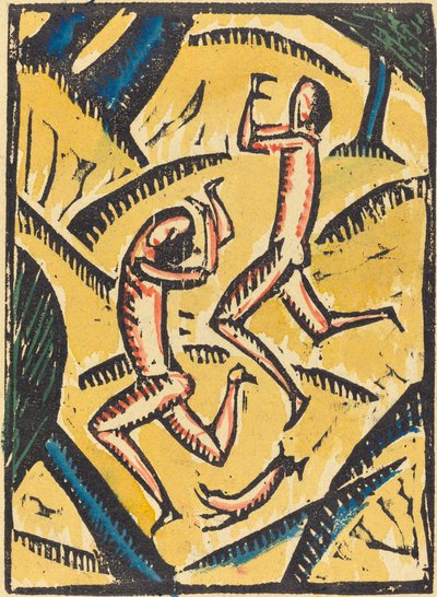 Zwei nackte Tänzerinnen in einer Landschaft von Max Zachmann