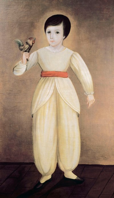 Mexikanischer Junge mit Hahn von Mexican School