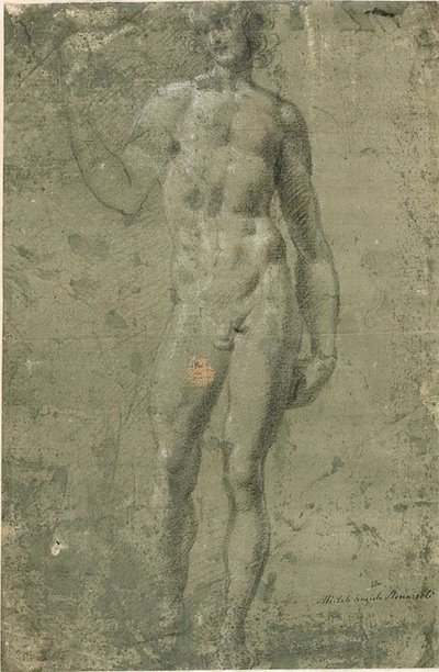 Bacchus (recto); Architektonische Skizzen (verso) von Michelangelo Buonarroti