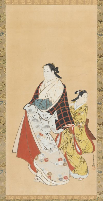 Yujo und ihre Schülerin Kamuro von Miyagawa Chōshun