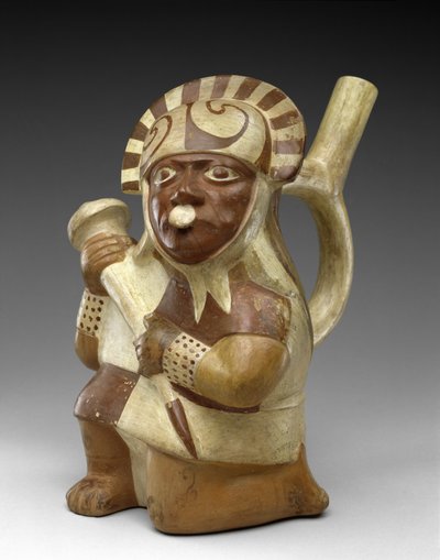 Kniender Krieger-Effigie-Gefäß von Moche Moche