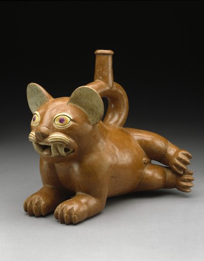 Liegendes Katzengefäß von Moche Moche