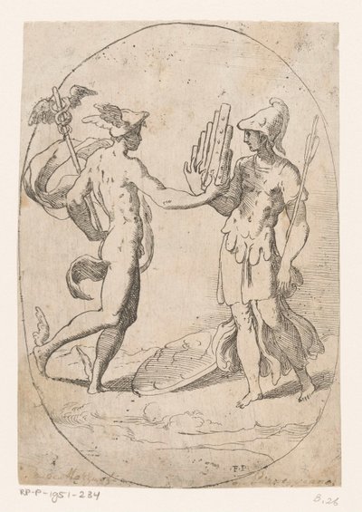 Merkur und Bellona von Monogrammist FP (Italië; 16e eeuw)