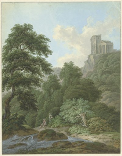 Landschaft mit Angler von Monogrammist FWH (possibly)
