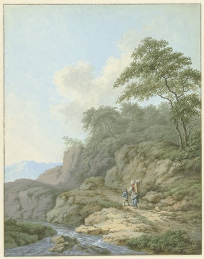 Landschaft mit Frau und Junge unterwegs von Monogrammist FWH (possibly)
