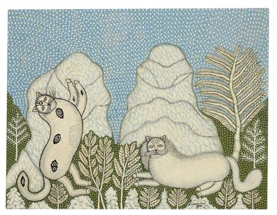 Katzen im Schnee von Morris Hirshfield
