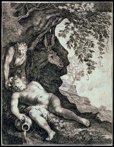 Der betrunkene Silenus, 17. Jahrhundert von Moses van Uyttenbroeck
