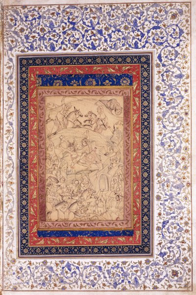 Rustem tötet Arjang Div, ca. 1630 von Mughal School
