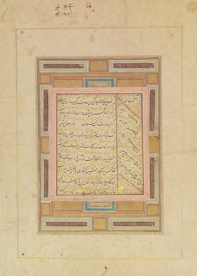 Seite der Kalligraphie, frühes 17. Jahrhundert von Muhammad Husain Kashmiri