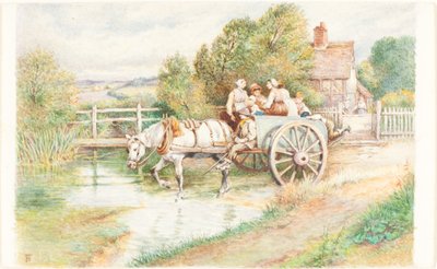 Kinder in einem Wagen von Myles Birket Foster