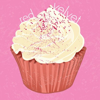 Roter Samt-Cupcake, 2019 von Nancy Moniz Charalambous