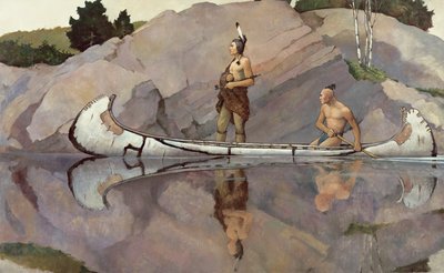 Indianer in einem Kanu von Newell Convers Wyeth