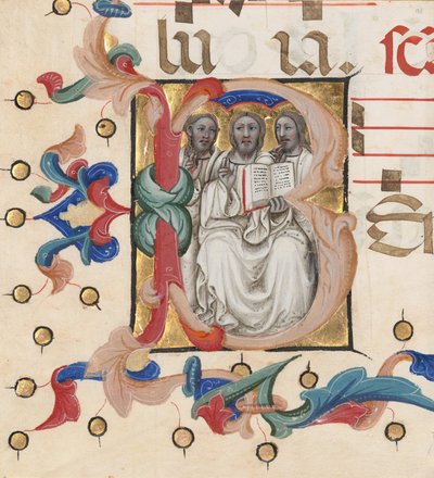 Initiale B: Die Dreifaltigkeit von Niccolò di Giacomo da Bologna