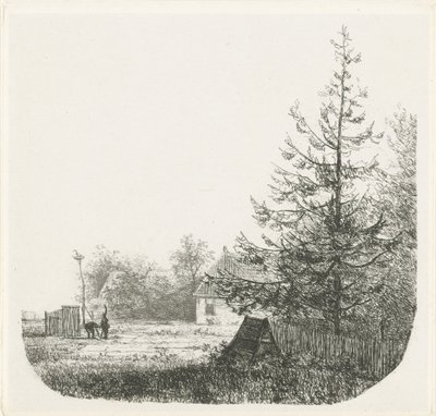 Waldreiche Landschaft mit einem Storchennest von Nicolaas Johannes Roosenboom