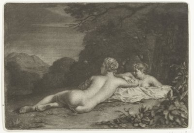 Landschaft mit zwei Nymphen von Nicolaas Verkolje
