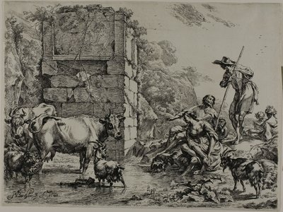 Kuh trinkt von Nicolaes Berchem