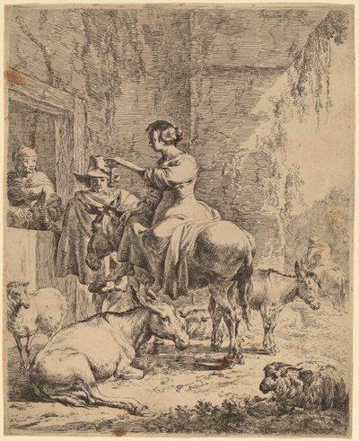 Die Rast vor dem Gasthaus von Nicolaes Berchem