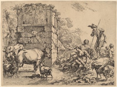 Kuh trinkt von Nicolaes Pietersz Berchem