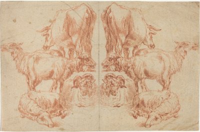Vier Schafe und eine Kuh von Nicolaes Pietersz Berchem