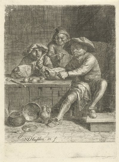 Bauern an einem Tisch mit Brot von Nicolaes van Haeften