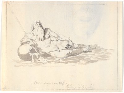 Der Ozean, ein liegender Meeresgott von Nicolai Abildgaard