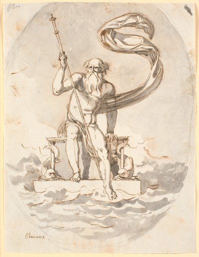 Oceanus auf seinem Thron im Meer von Nicolai Abildgaard