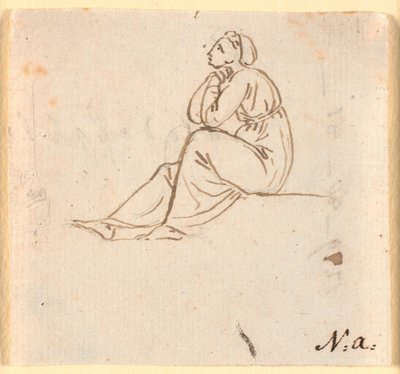 Sitzende Frauenfigur im Profil nach links von Nicolai Abildgaard