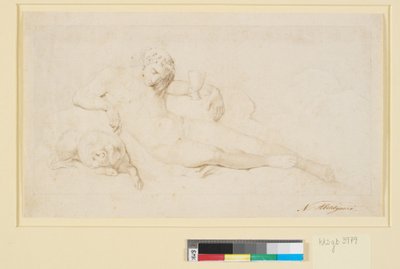 Der Schlaf, eine liegende Männerfigur mit schlafendem Hund von Nicolai Abildgaard