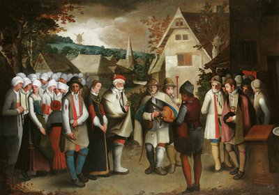 Eine Hochzeitsprozession durch eine Stadt von Nicolas Baullery