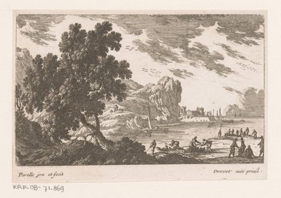 Küstenansicht mit Hafenarbeitern von Nicolas Perelle