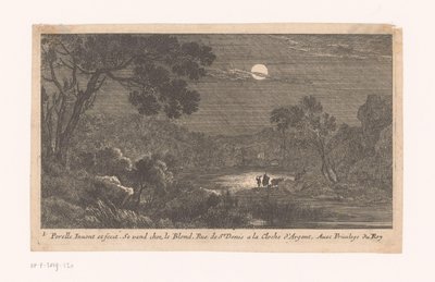 Landschaft bei Nacht mit Reisenden von Nicolas Perelle