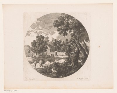 Landschaft mit Hirten und Vieh bei einem Haus von Nicolas Perelle