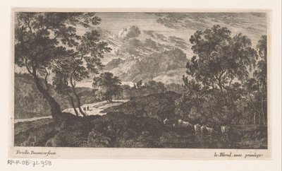 Landschaft mit trinkenden Rindern rechts von Nicolas Perelle