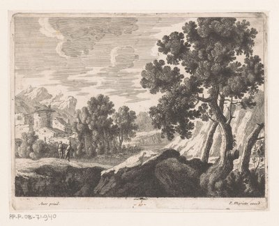 Landschaft mit zwei Wanderern von Nicolas Perelle