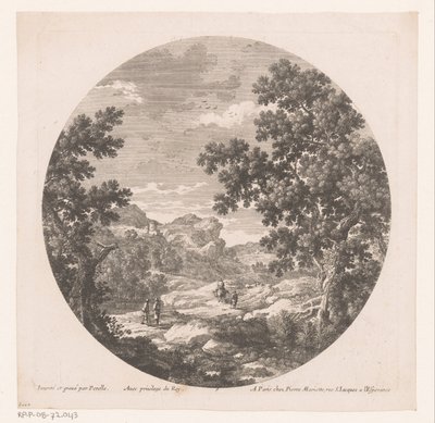 Landschaft mit Spaziergängern und Lasttier von Nicolas Perelle