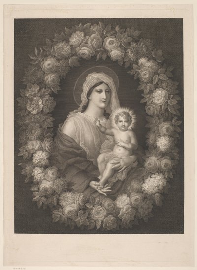 Maria mit Kind im Blumenkranz von Nicolas Pinet