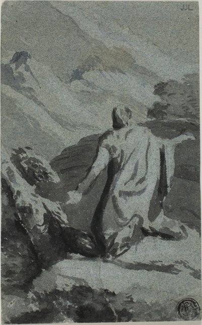 Mann betet in der Wildnis von Nicolas Poussin