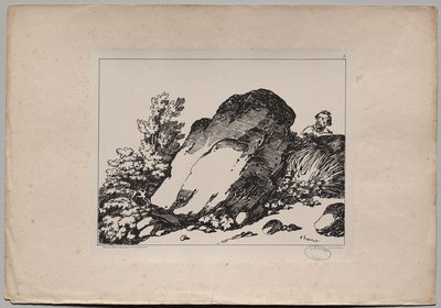Landschaft mit großem Felsen von Nicolas Toussaint Charlet