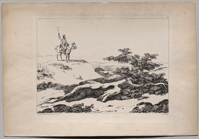 Soldat auf Pferd in Landschaft von Nicolas Toussaint Charlet