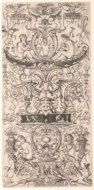 Ornamenttafel mit der Inschrift "Victoria Augusta" von Nicoletto da Modena